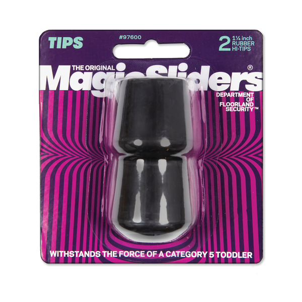 Magic Sliders LG TP RBR BLK 1-1/4"" 2PK 97600